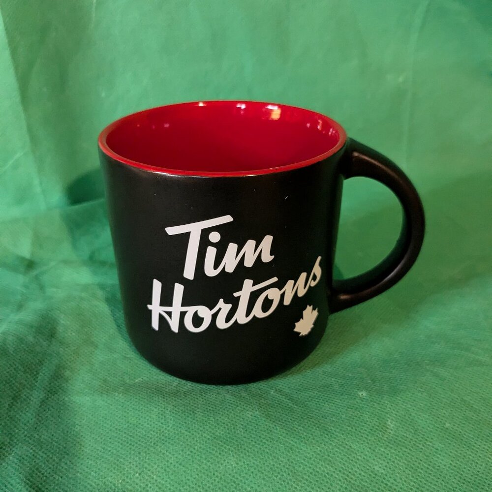 Tim Hortons black mug.
